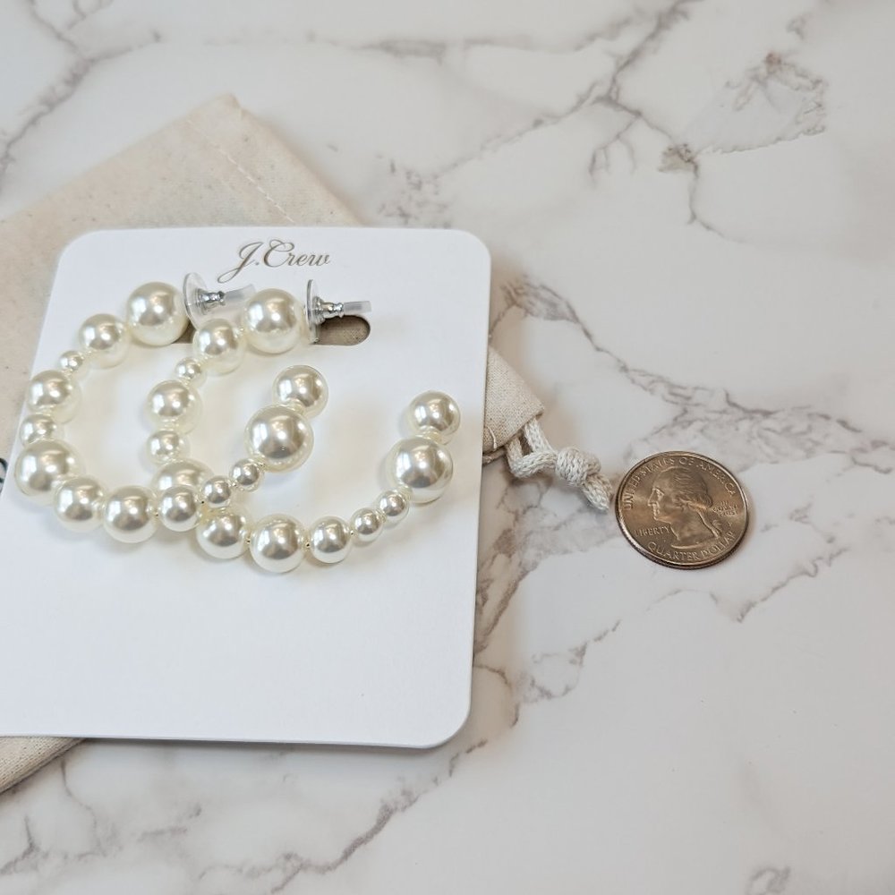 J.Crew Mixed Pearl Hoop Earrings - Picture 6 of 7